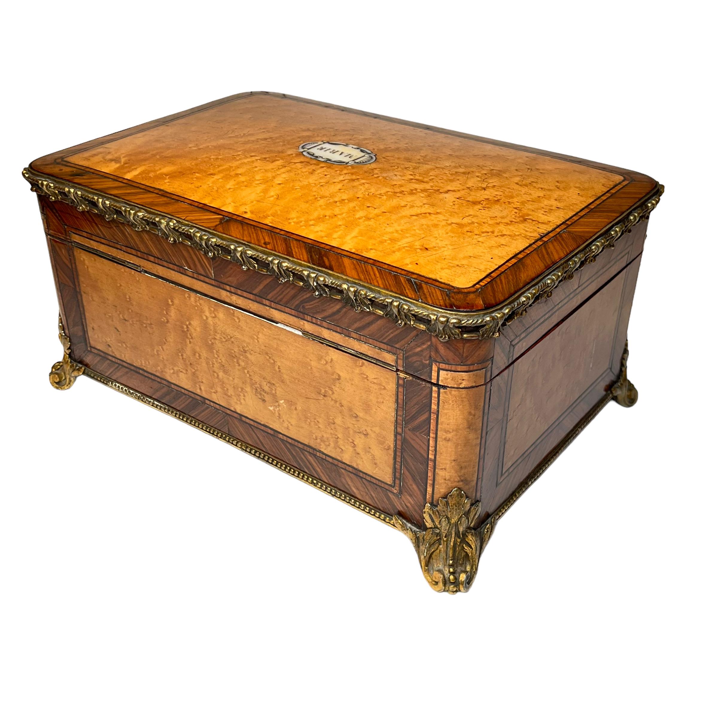 Paul Sormani Fruitwood Box Dedicated to Marie, Dated 1868 In Good Condition For Sale In New York, NY