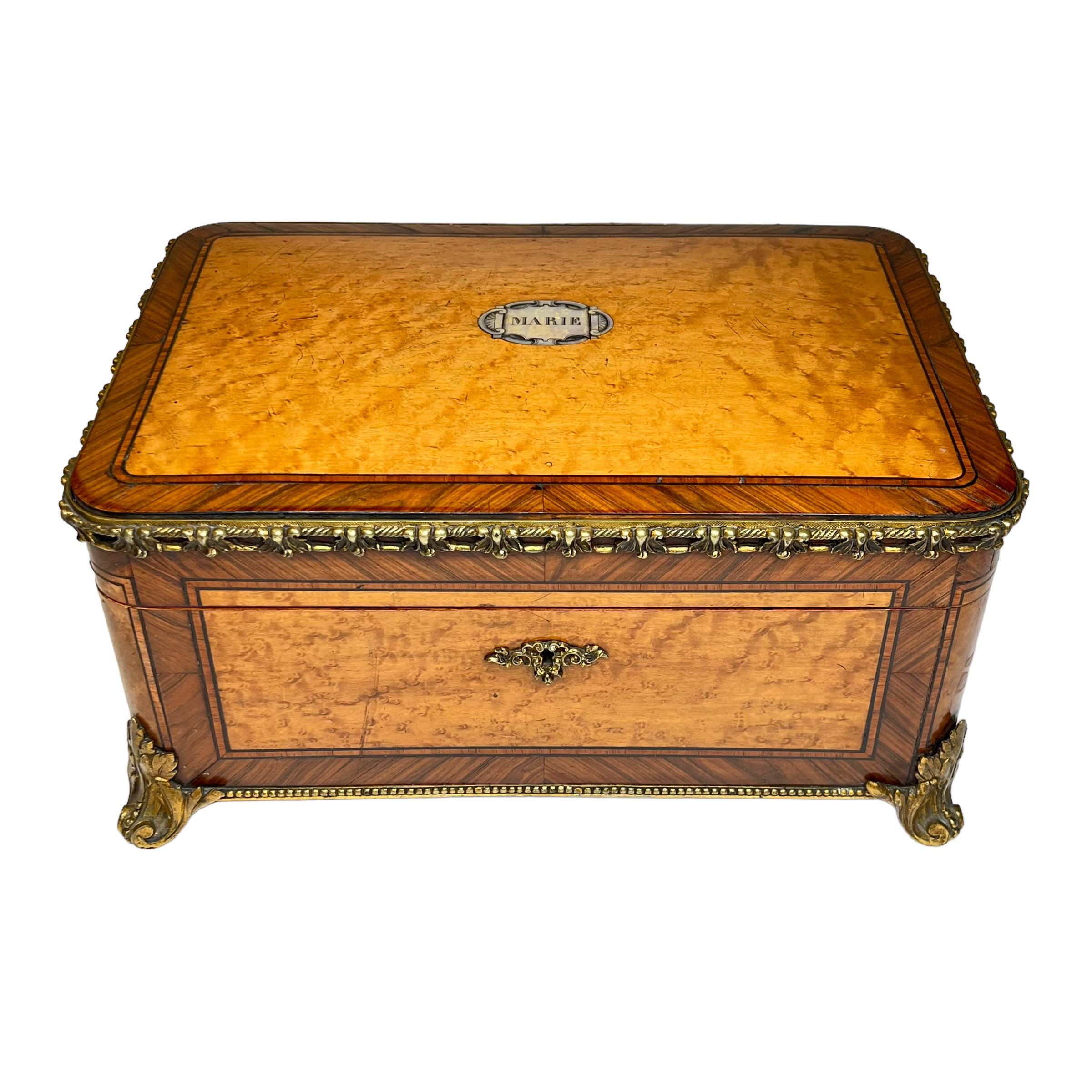 Paul Sormani Fruitwood Box Dedicated to Marie, Dated 1868 For Sale