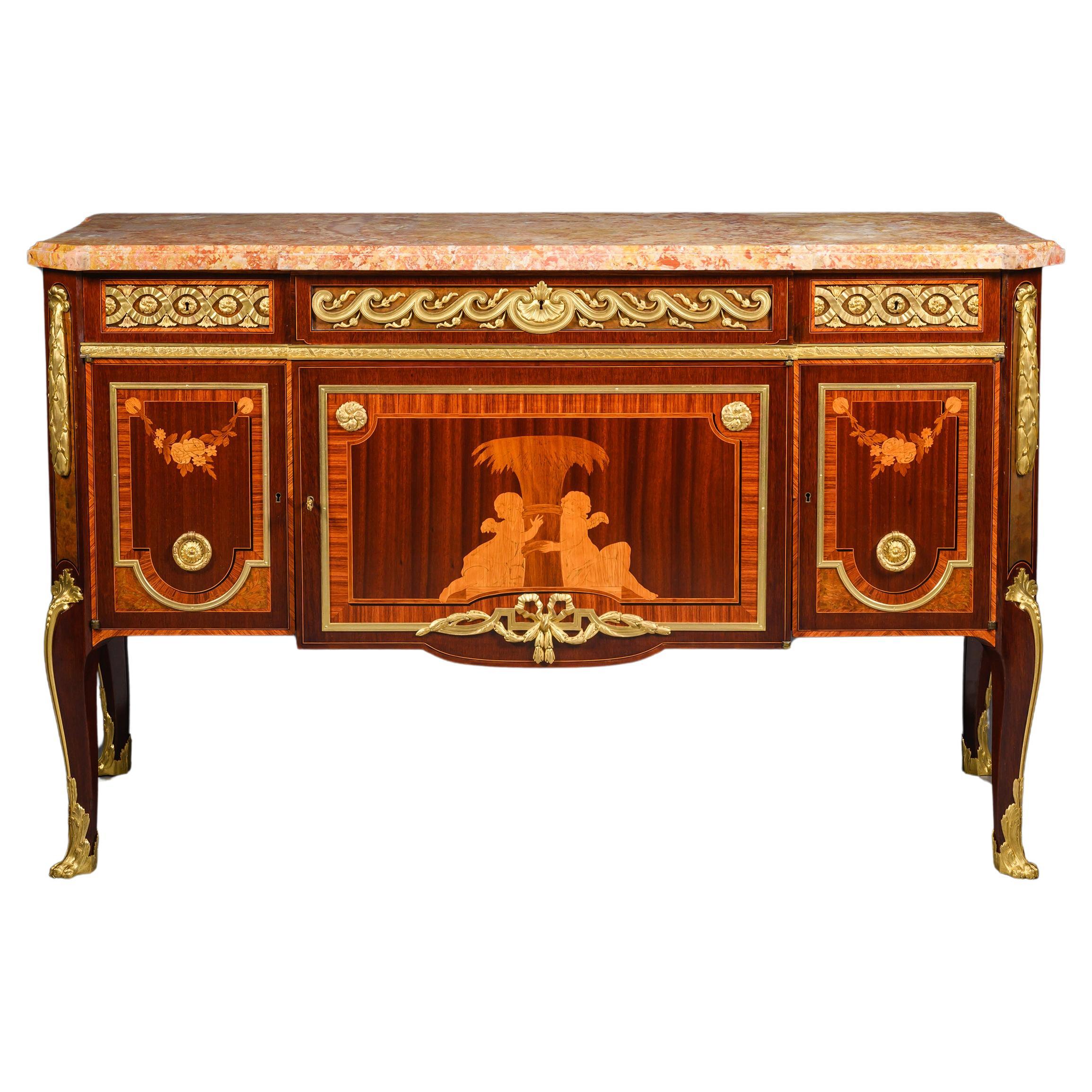 Paul Sormani Gilt-Bronze Mounted Marquetry Commode, Paris, After Haupt