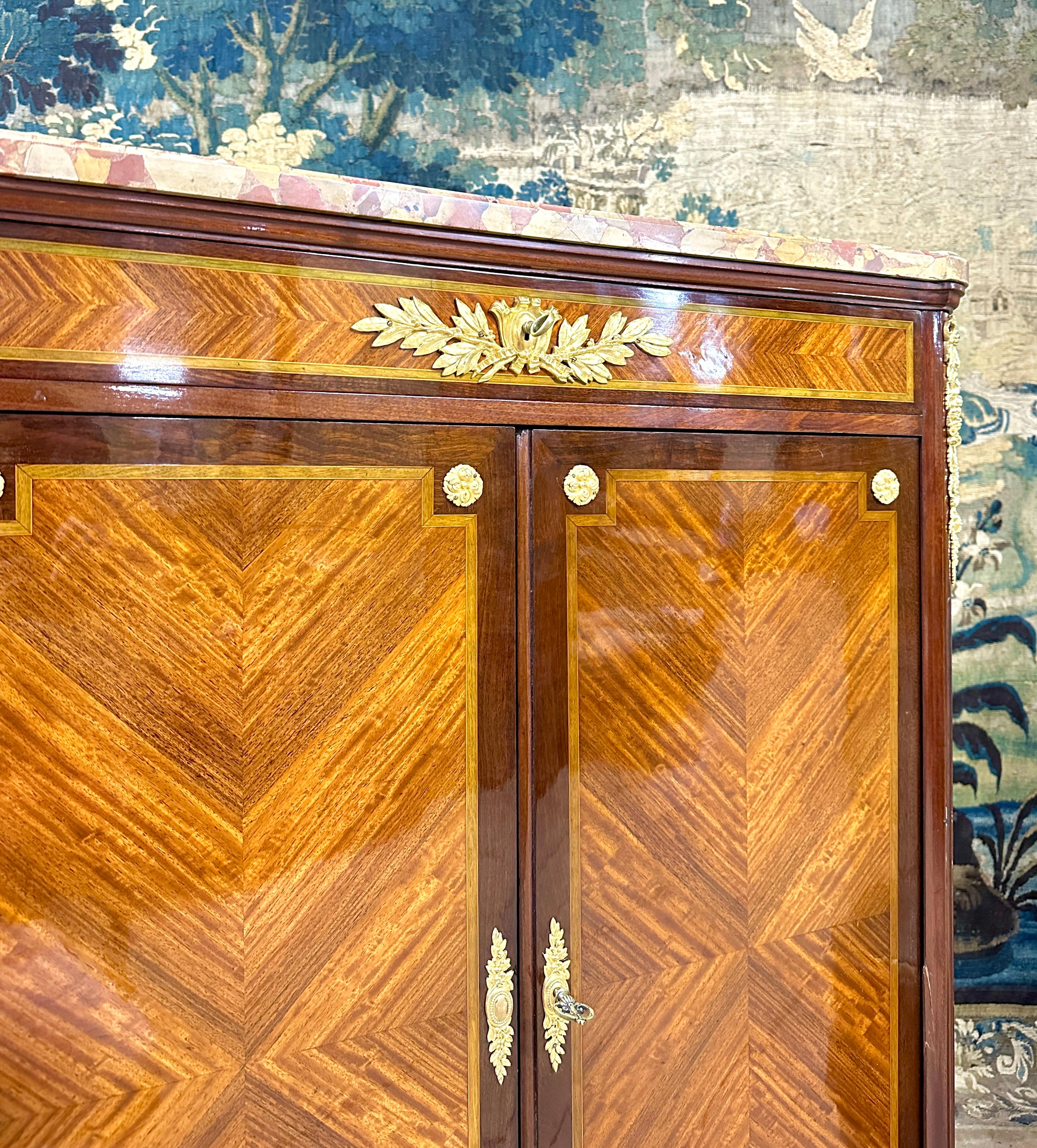 Paul Sormani - Marquetry cabinet, Gilt Bronze From Napoleon III Period, signed For Sale 6