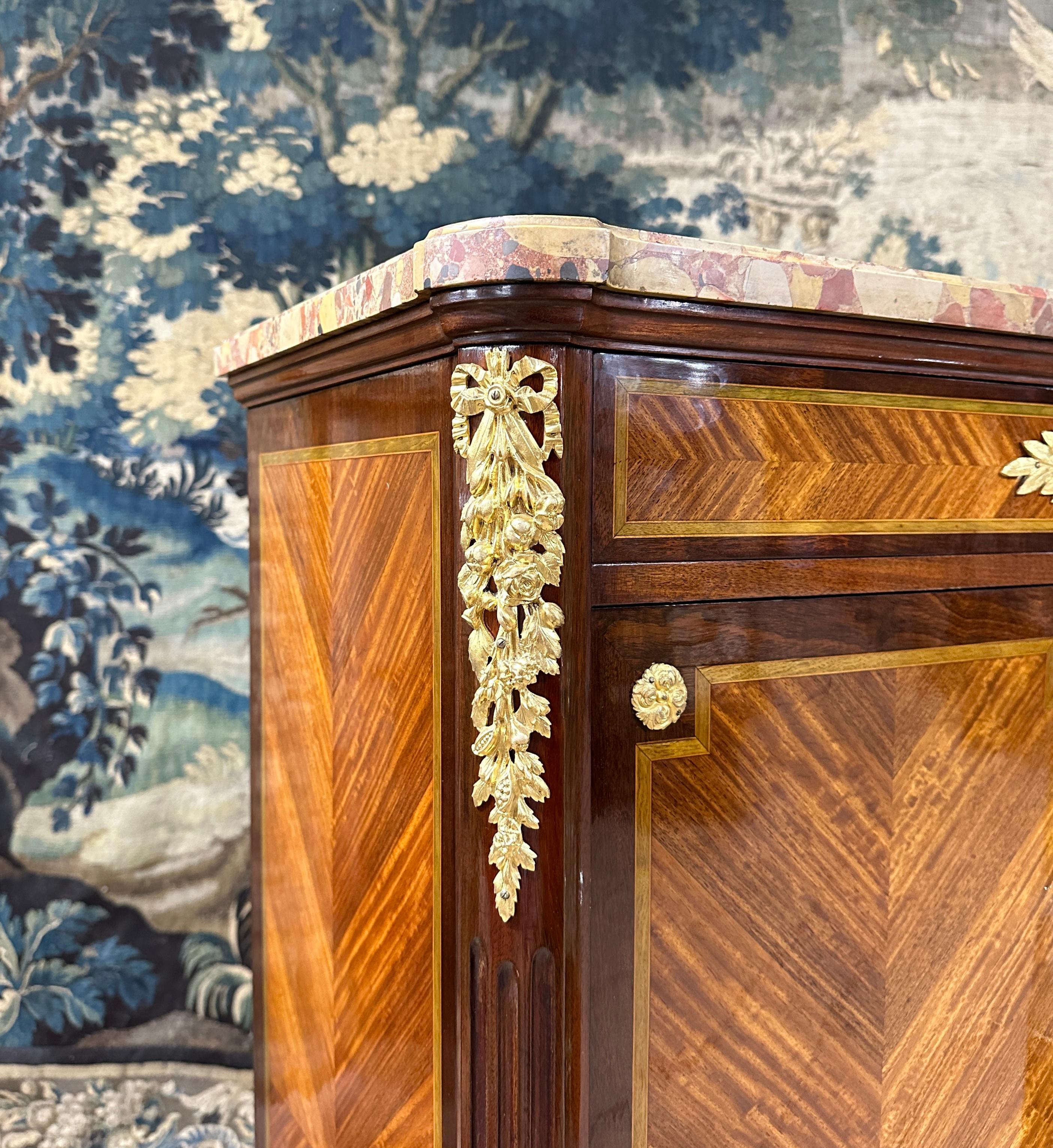 Paul Sormani - Marquetry cabinet, Gilt Bronze From Napoleon III Period, signed For Sale 7