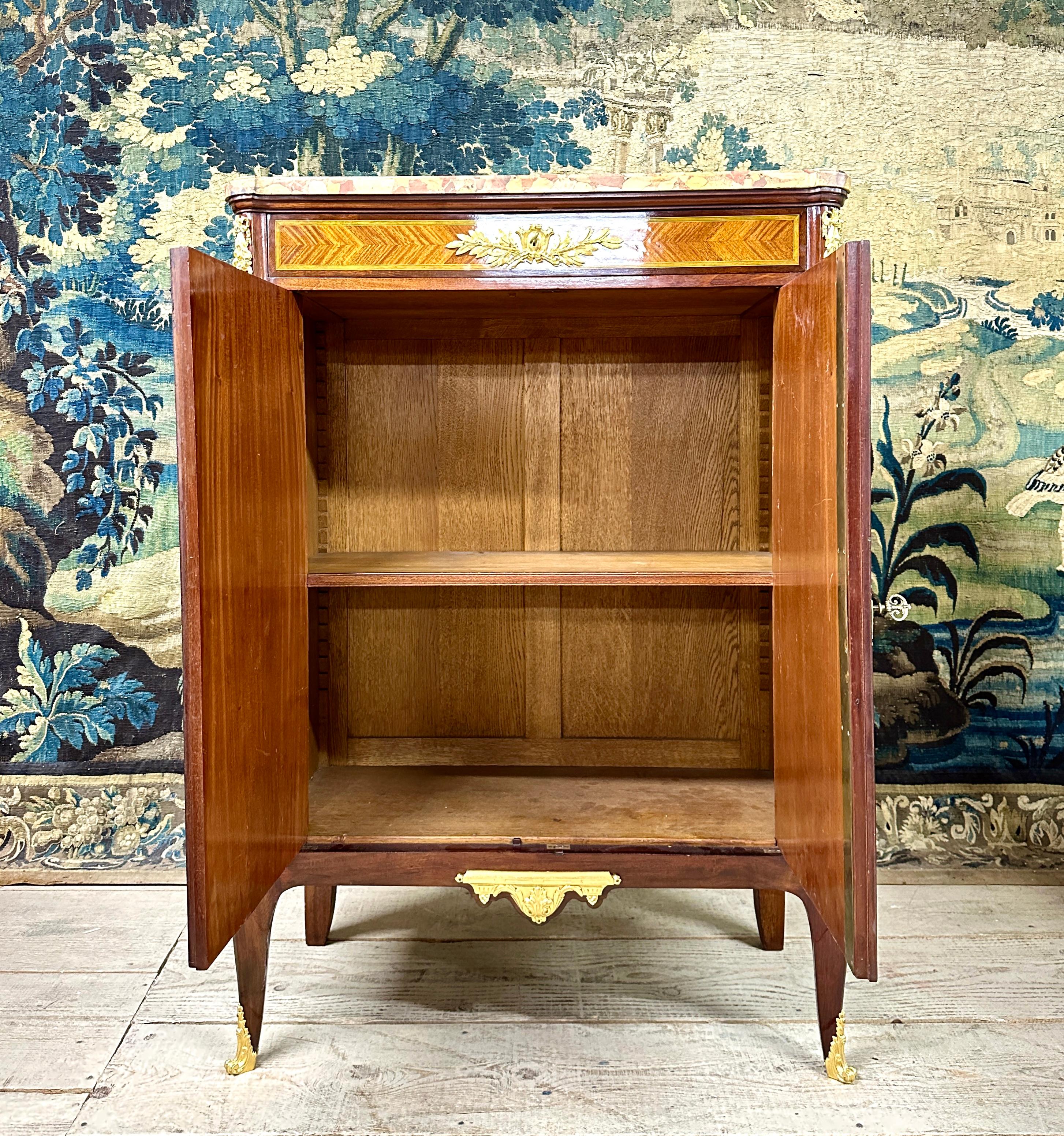 19th Century Paul Sormani - Marquetry cabinet, Gilt Bronze From Napoleon III Period, signed For Sale