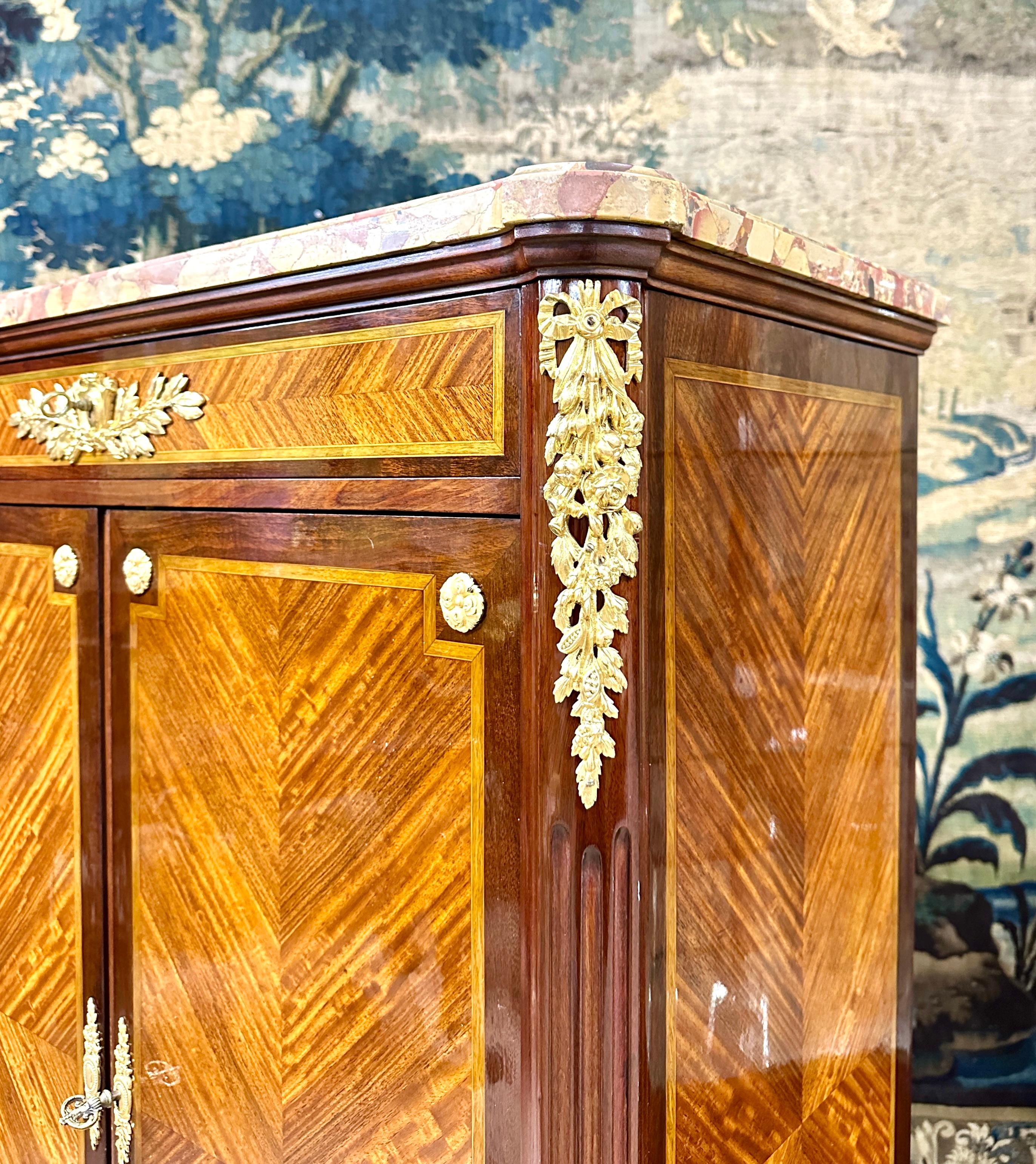 Paul Sormani - Marquetry cabinet, Gilt Bronze From Napoleon III Period, signed For Sale 1