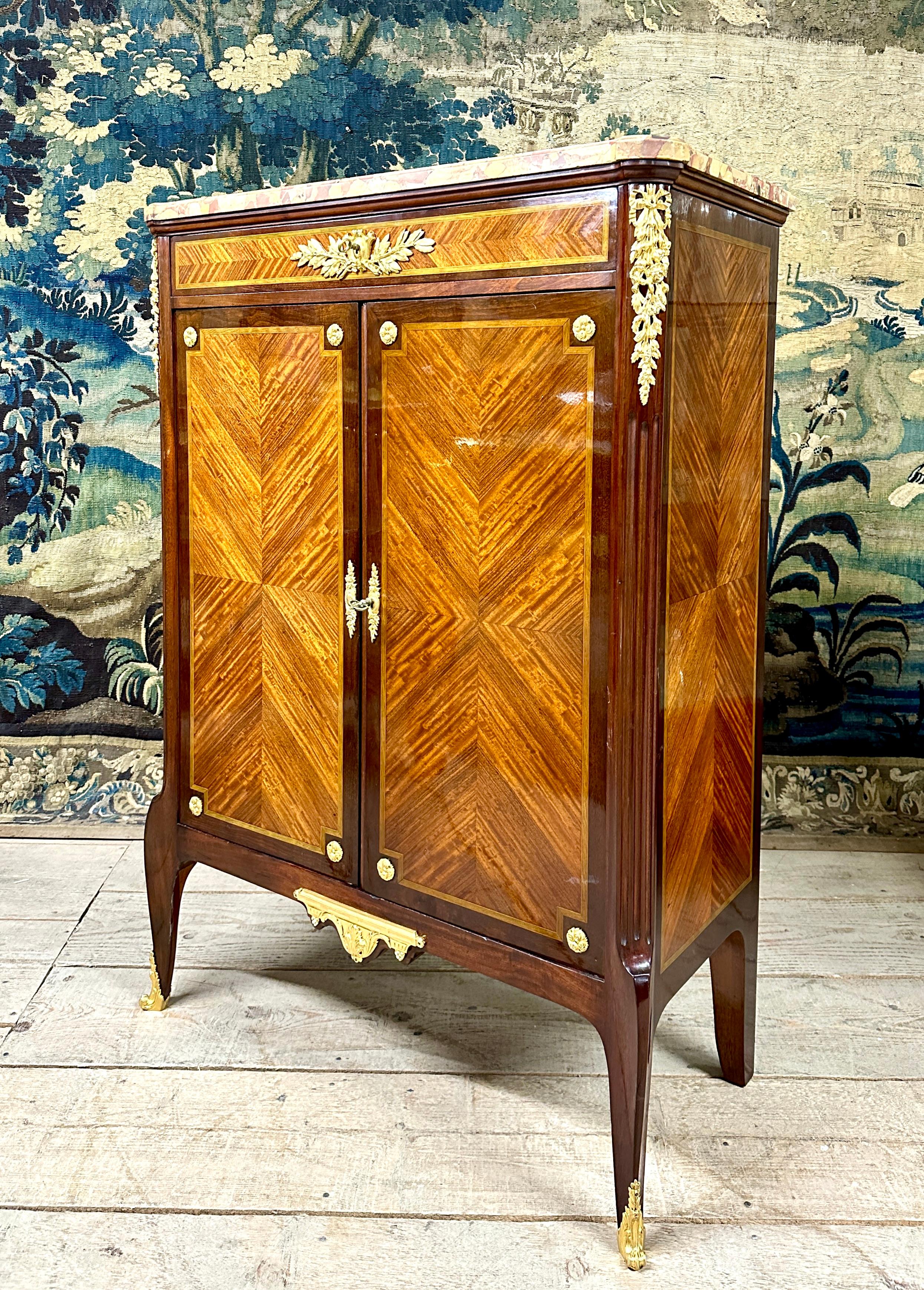 Paul Sormani - Marquetry cabinet, Gilt Bronze From Napoleon III Period, signed For Sale 2