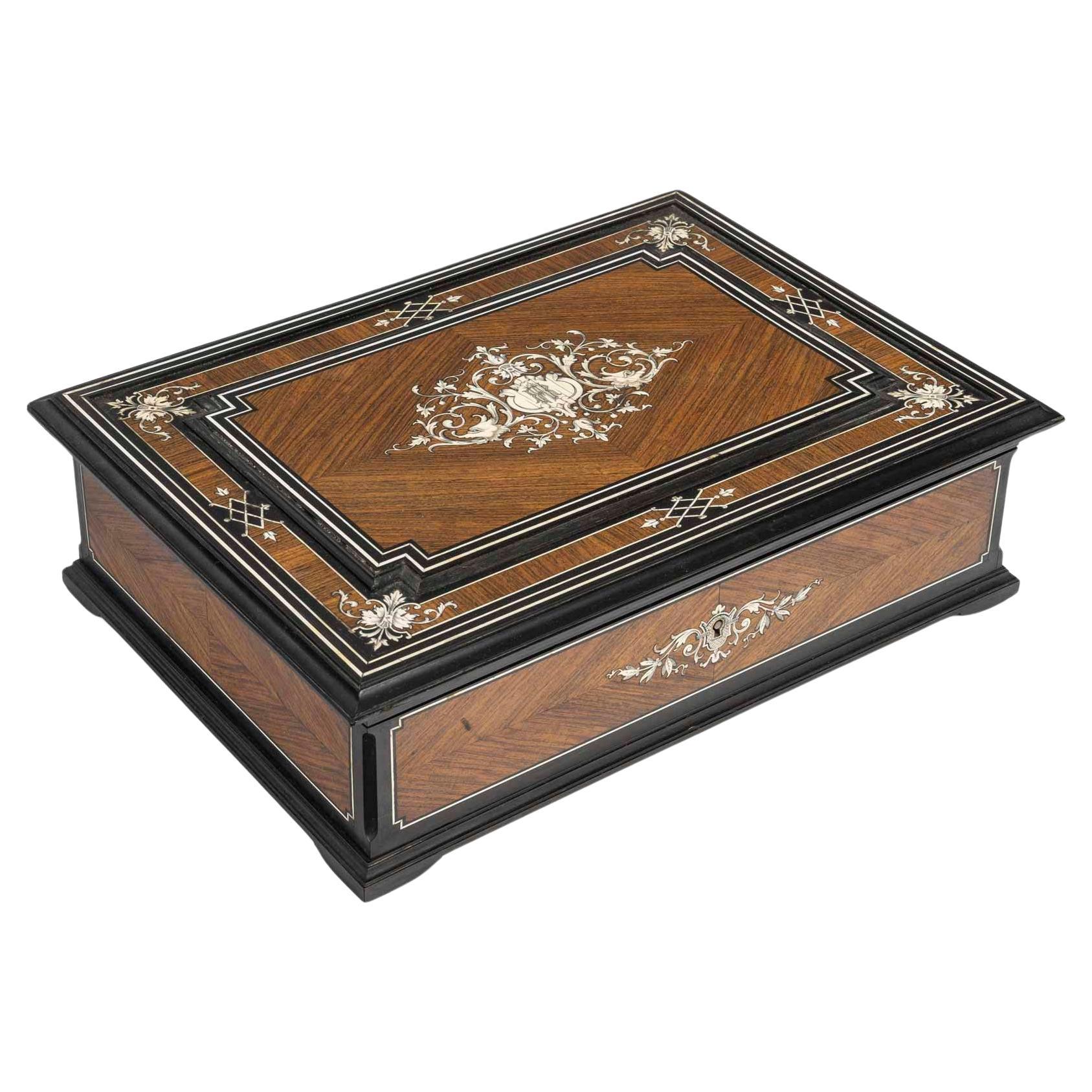 Paul Sormani Marquetry Token Box, 19th Century. For Sale
