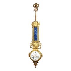 Antique Paul Sormani Ormolu Wall Clock in Lapis Lazuli and Gold