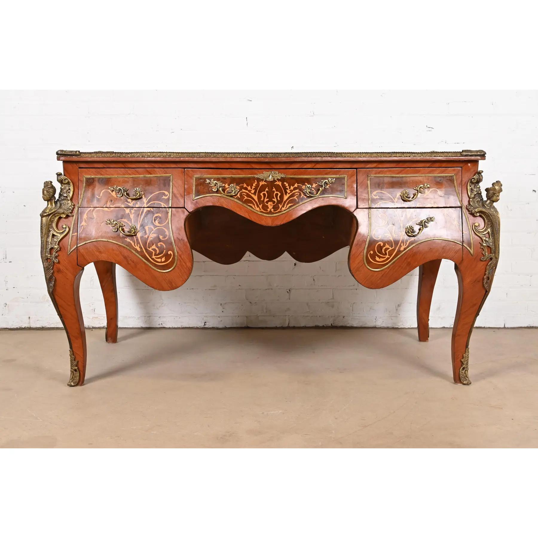 Paul Sormani Stil Antike Französisch Louis XV Kingwood Executive Desk (Französische Provence) im Angebot