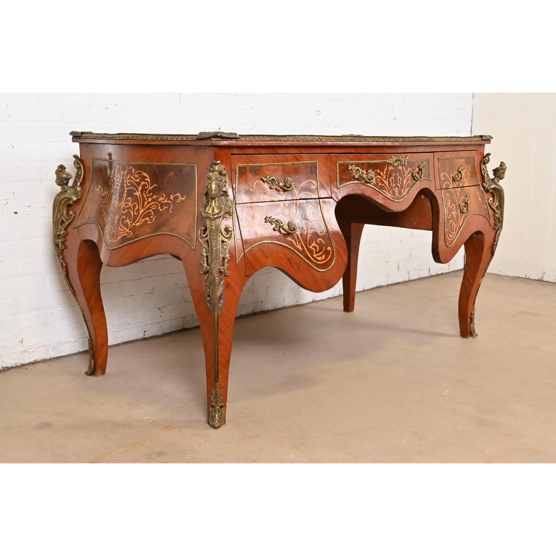 Paul Sormani Stil Antike Französisch Louis XV Kingwood Executive Desk (20. Jahrhundert) im Angebot