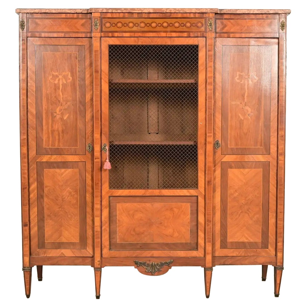 Paul Sormani Style Antique French Regency Louis XVI Kingwood Armoire or Bookcase