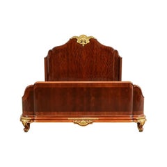 Paul Sormani Style French Provincial Louis XV Burled Mahogany Queen Size Bed