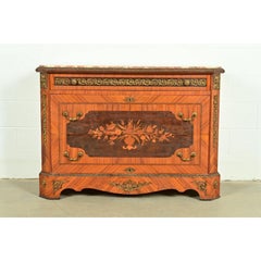 Paul Sormani Style French Regency Louis XVI Kingwood Marble Top Commode