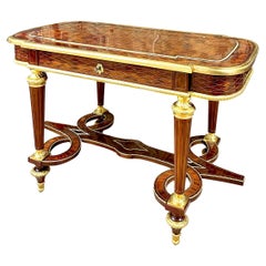 Antique Paul Sormani - Table or Desk in Marquetry and Gilt Bronze, Napoleon III Period