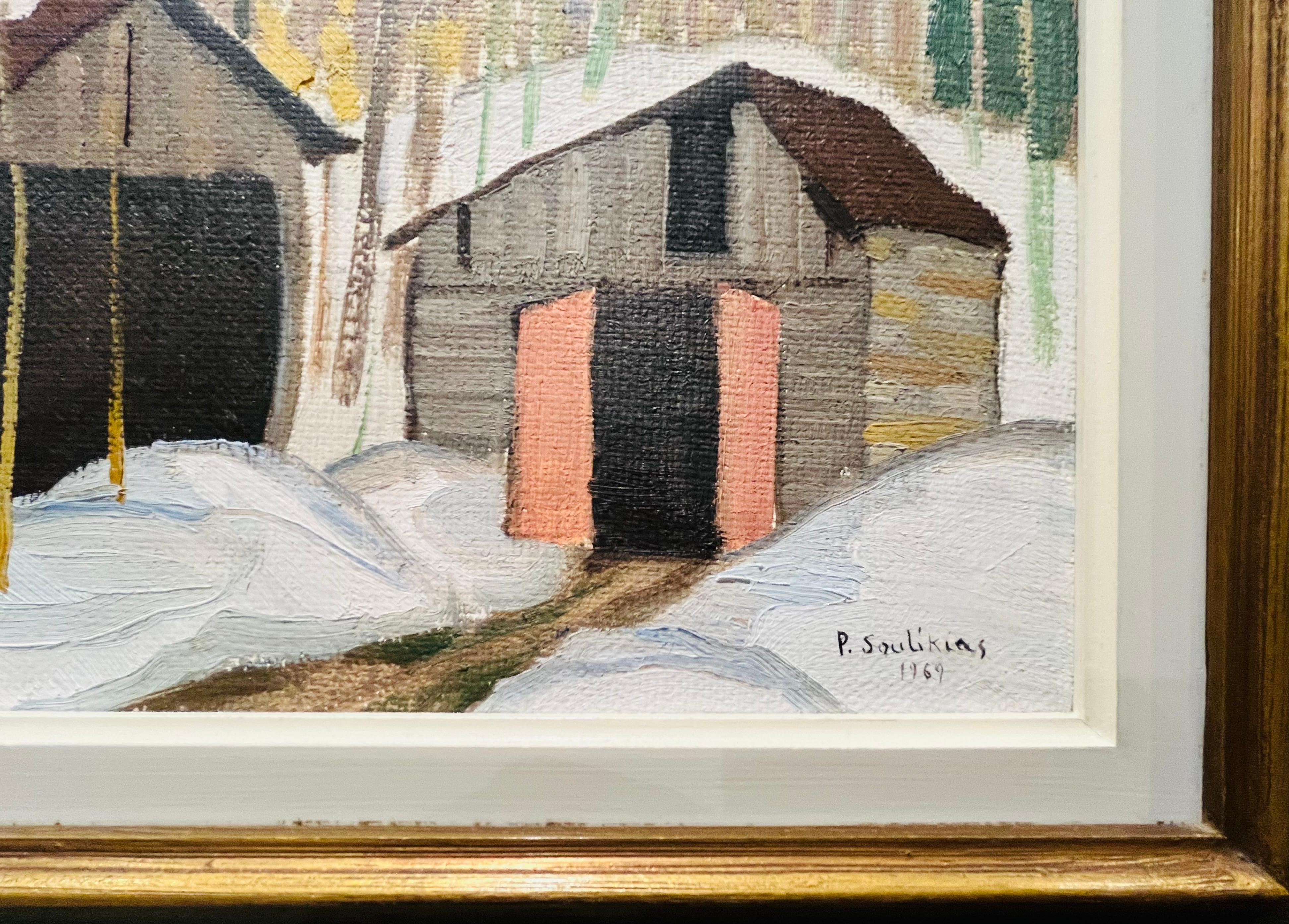 Paul Soulikias, canadese, nato nel 1926.
Paesaggio invernale, Quebec. 1969
Olio su tela
16 x 20 pollici
41 x 51 cm
Firmato e datato 1969 in basso a destra
Incorniciato