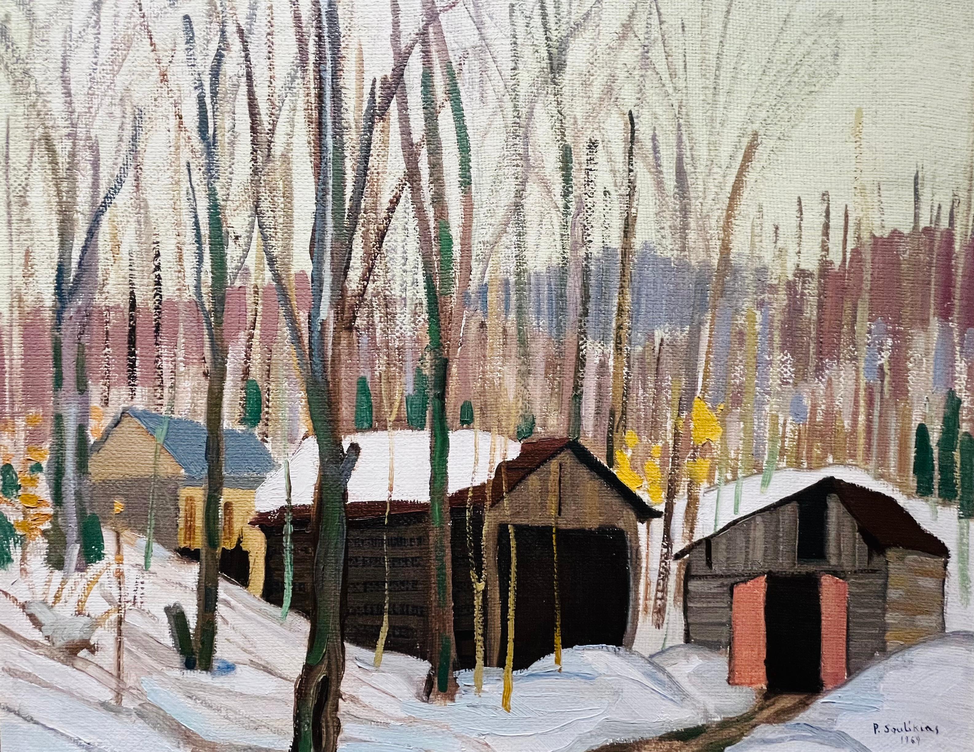 Landscape Painting di Paul Soulikias - Paesaggio invernale, Quebec