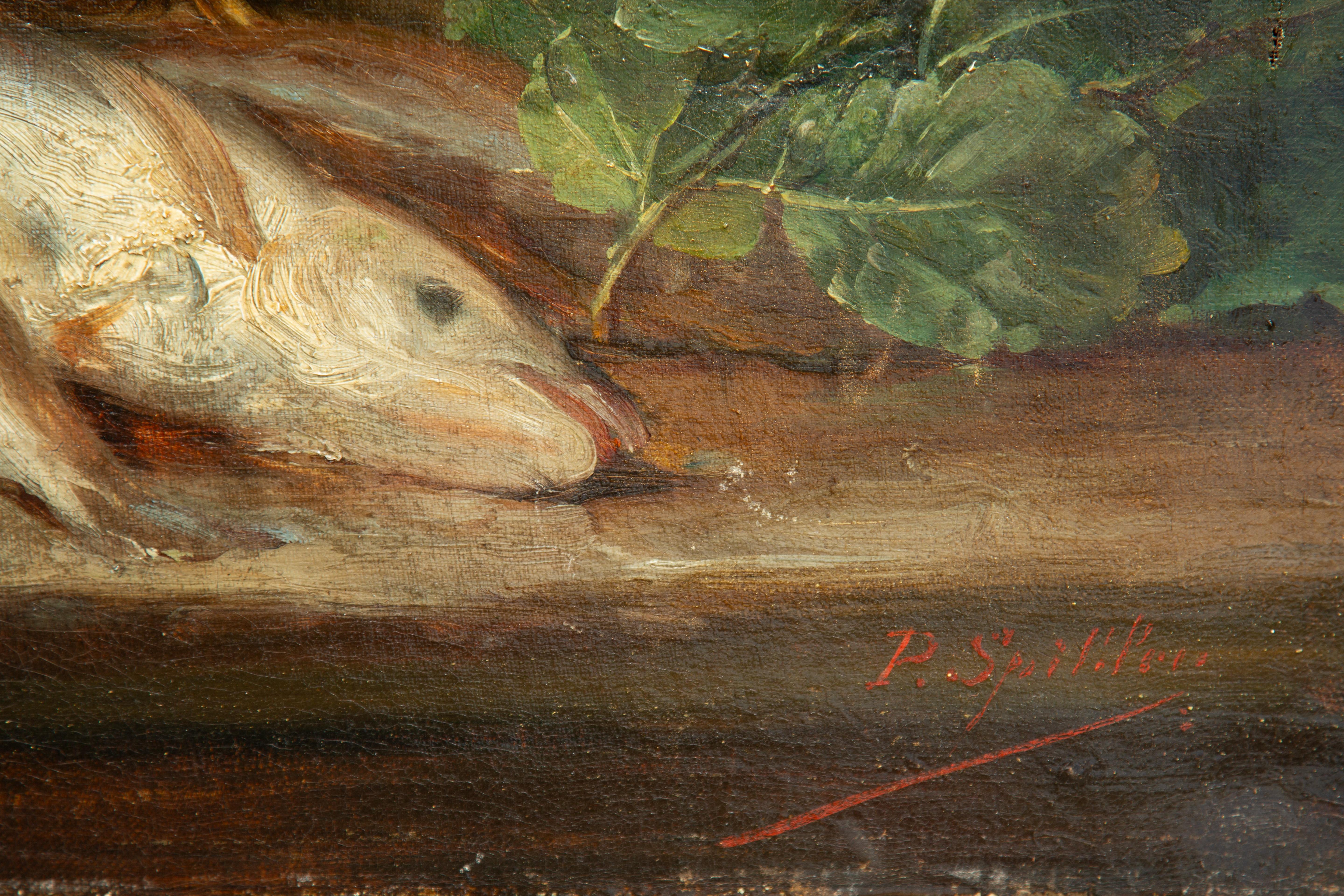 Paul Spihler, Stillleben mit Kupfer und Fischen, Schweizer Realist Öl auf Leinwand, 19. (Schweizerisch) im Angebot