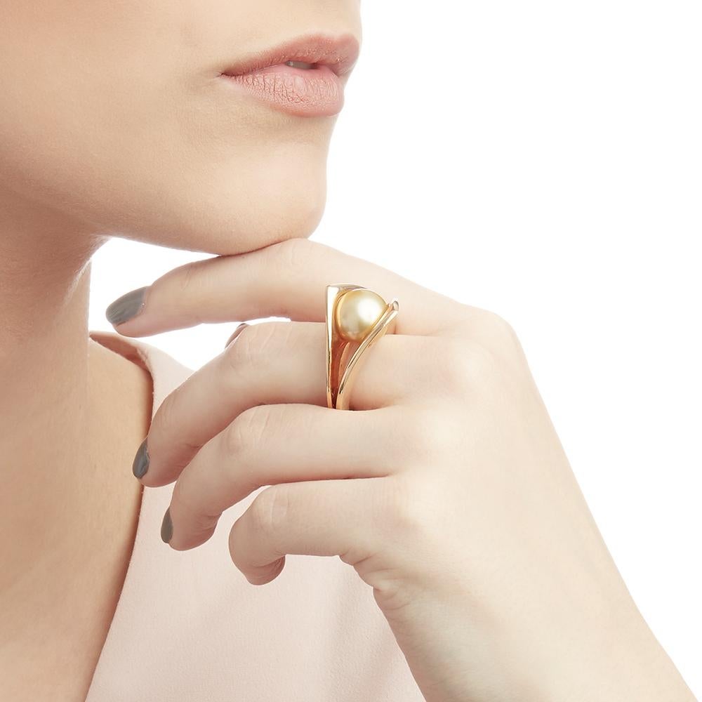 Paul Spurgeon 18 Karat Rose Gold Cultured Pearl Cocktail Ring 4