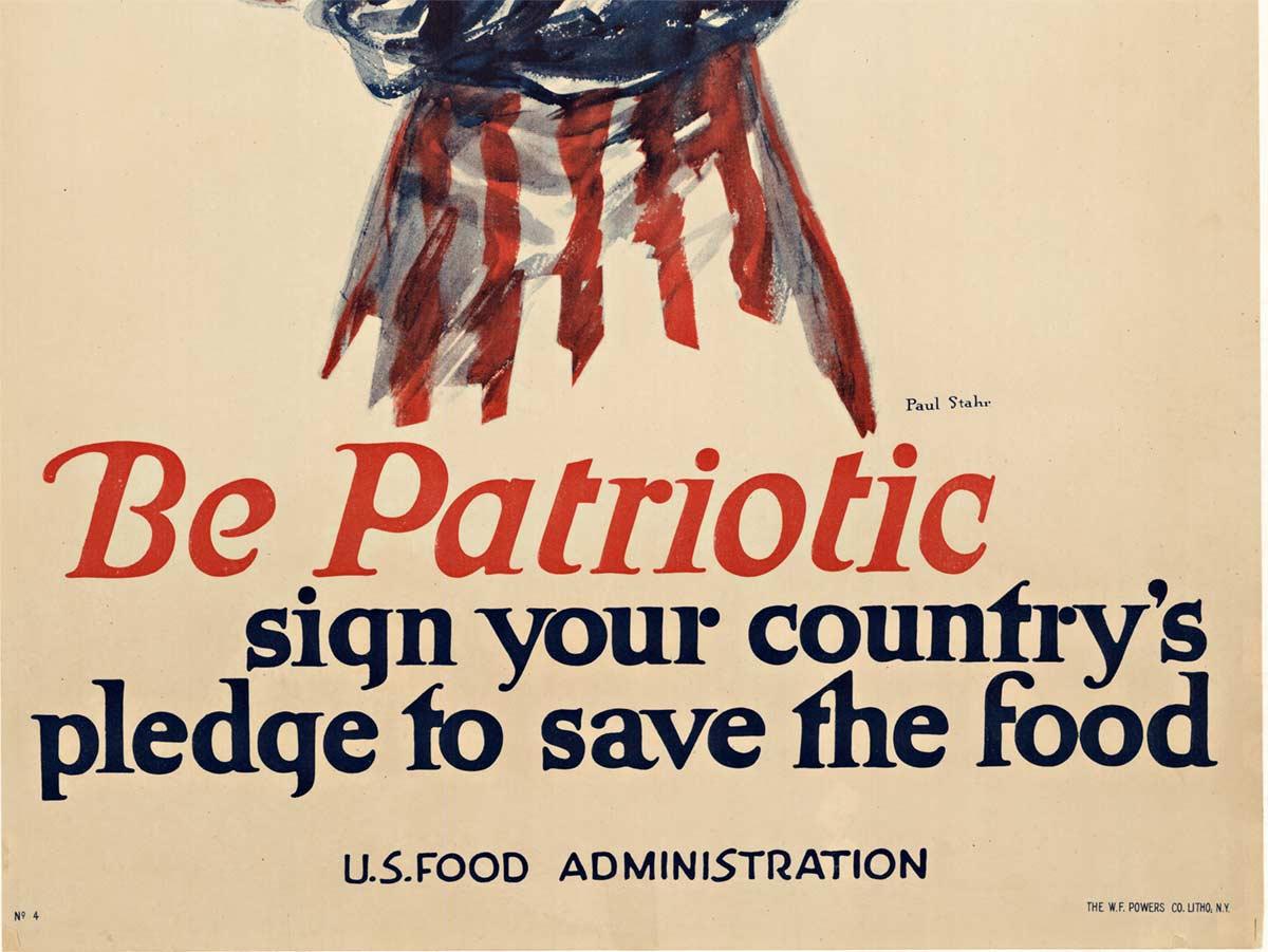 „Be Patriotic“ ( Patriotisch)  Signieren Sie das Plakat „Stipendium für die Schaffung von Lebensmitteln für Ihr Land“. – Print von Paul Stahr