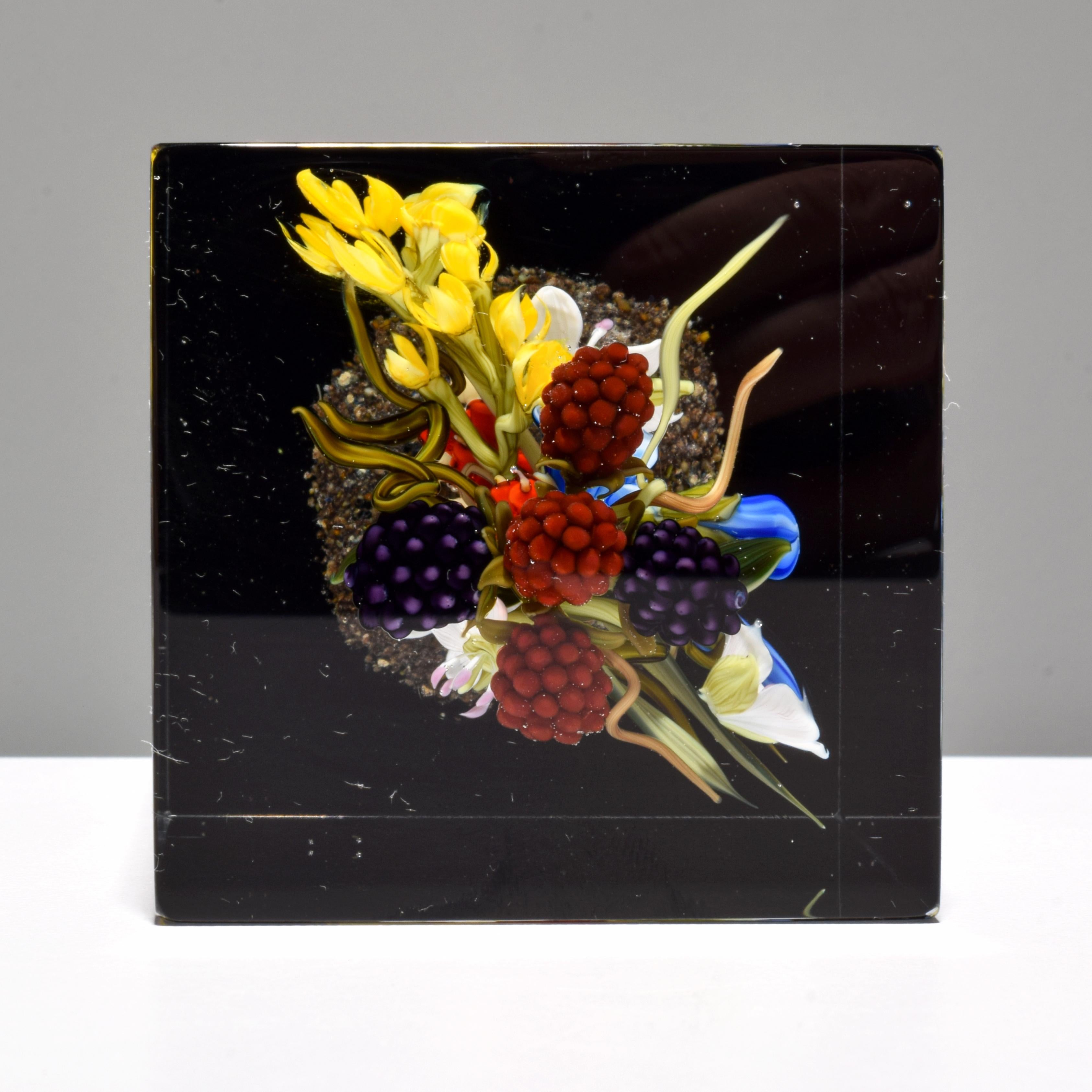 Paul J. Stankard Upright Raspberries, Flowers & Root People Paperweight For Sale 3