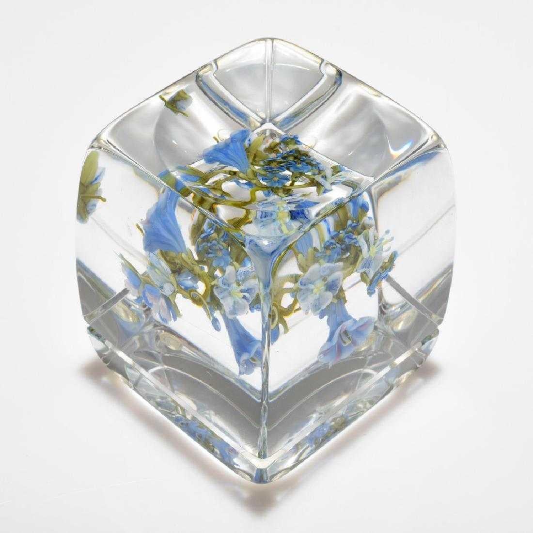Paul Stankard Blue Flower Paperweight Botanical Contemporary Floral Glass Art For Sale 1