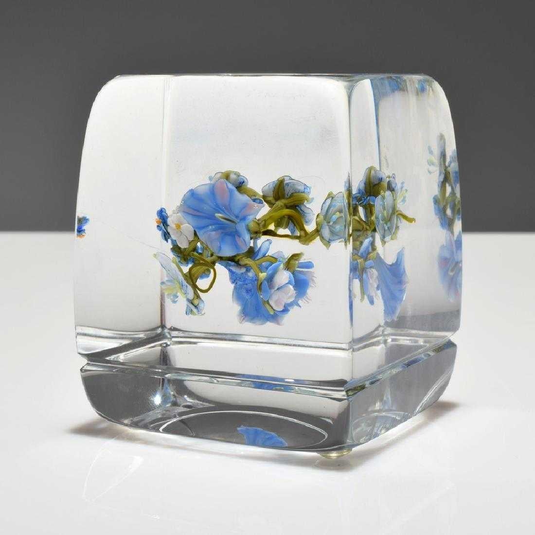 Paul Stankard Blue Flower Paperweight Botanical Contemporary Floral Glass Art For Sale 2