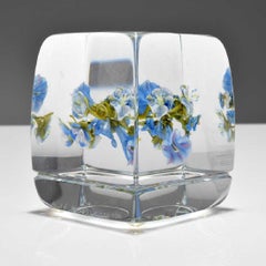 Paul Stankard Blue Flower Paperweight Botanical Contemporary Floral Glass Art