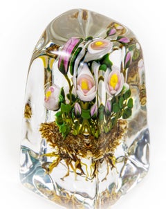 Paul Stankard Floating Peony Botanical Signed 1981 Handblown Glass