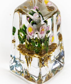 Paul Stankard Floating Peony Botanical Signed 1981 Handblown Glass