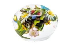 Paul Stankard Signed Handblown Glass Botanical Paperweight with Root Person