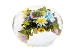 Paul Stankard Signed Handblown Glass Botanical Paperweight with Root Person