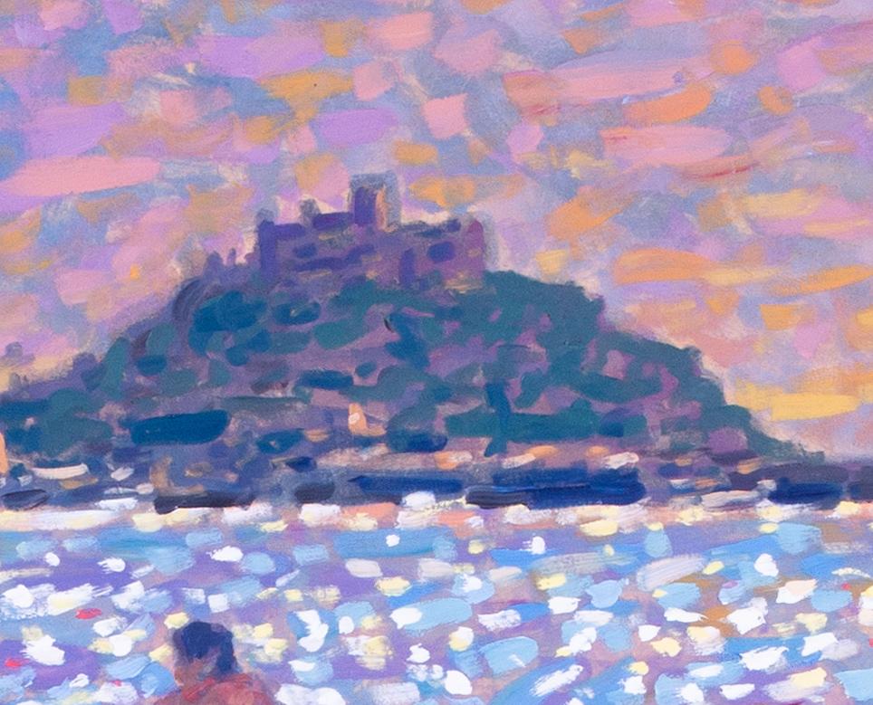 British 20 Century beach scene of St. Michael's Mount, Cornwall by Paul Stephens For Sale 1