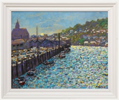 Paul Stephens (nato nel 1957) - Olio contemporaneo incorniciato, Oltre il Paradiso, Looe, Cornovaglia