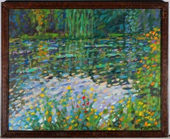 Paul Stephens (nato nel 1957) - Olio contemporaneo incorniciato, Giardino di Monet, Ninfee
