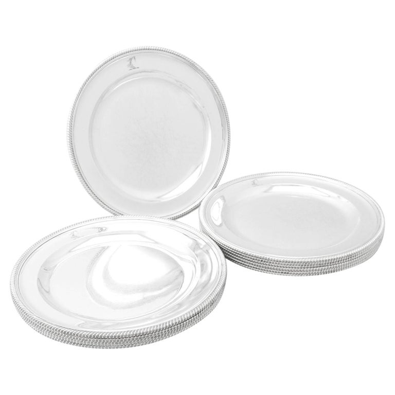 Paul Stor 1799 Antique Twelve Sterling Silver Plates For Sale at 1stDibs