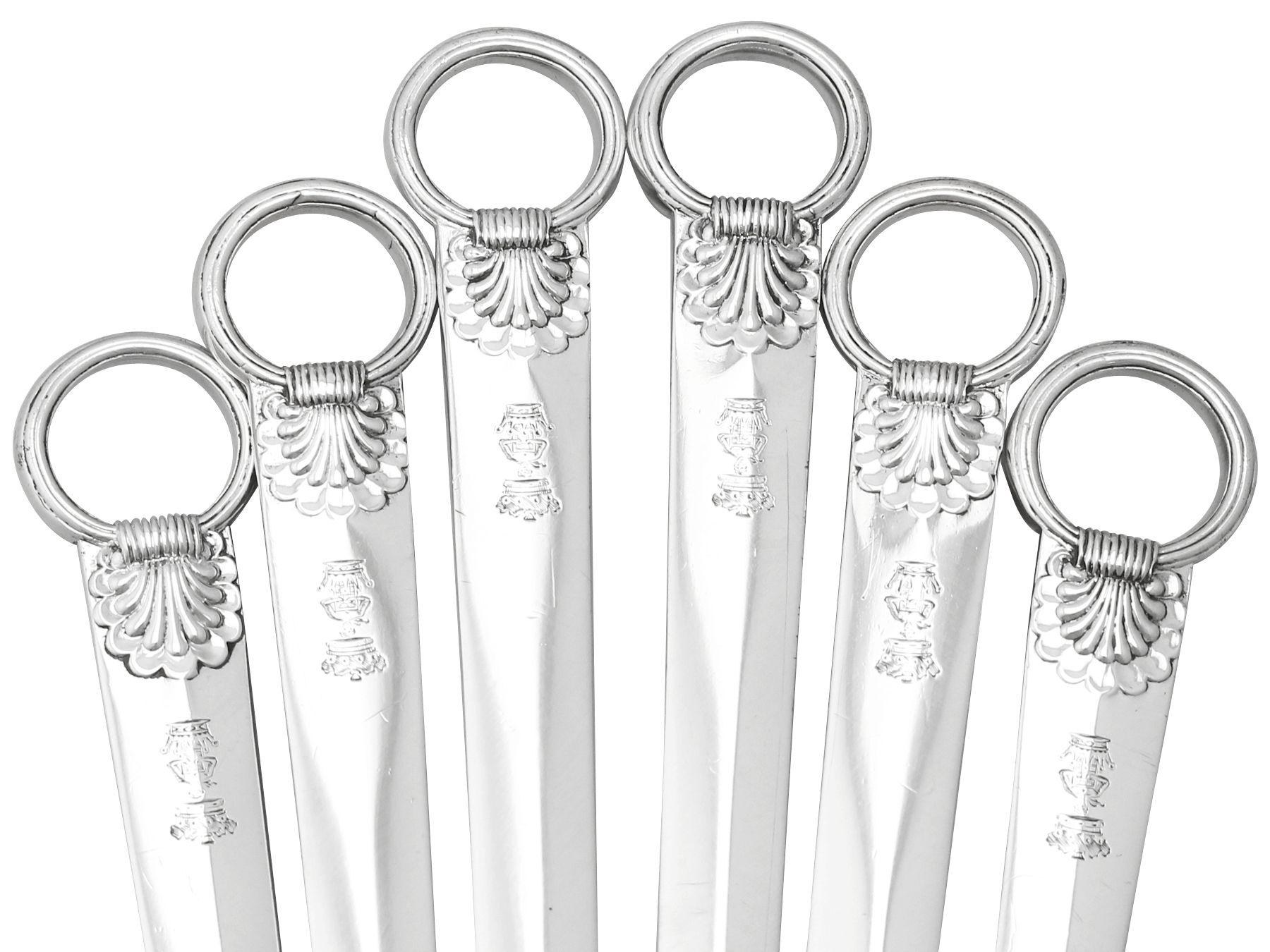 Paul Storr Antique Set of Six Sterling Silver Meat Skewers For Sale 3