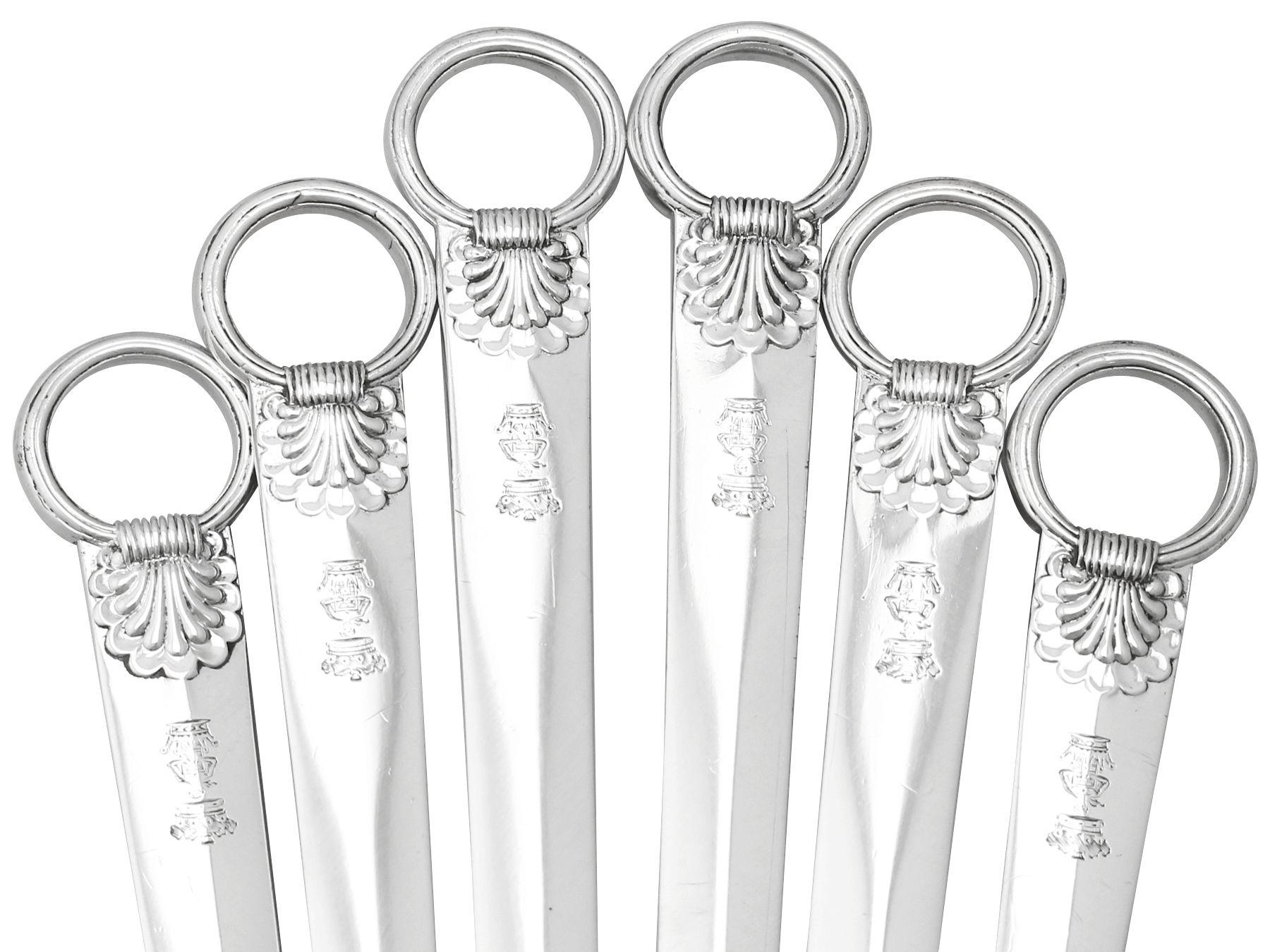 Paul Storr Antico set di sei spiedini per carne in argento sterling in vendita 1