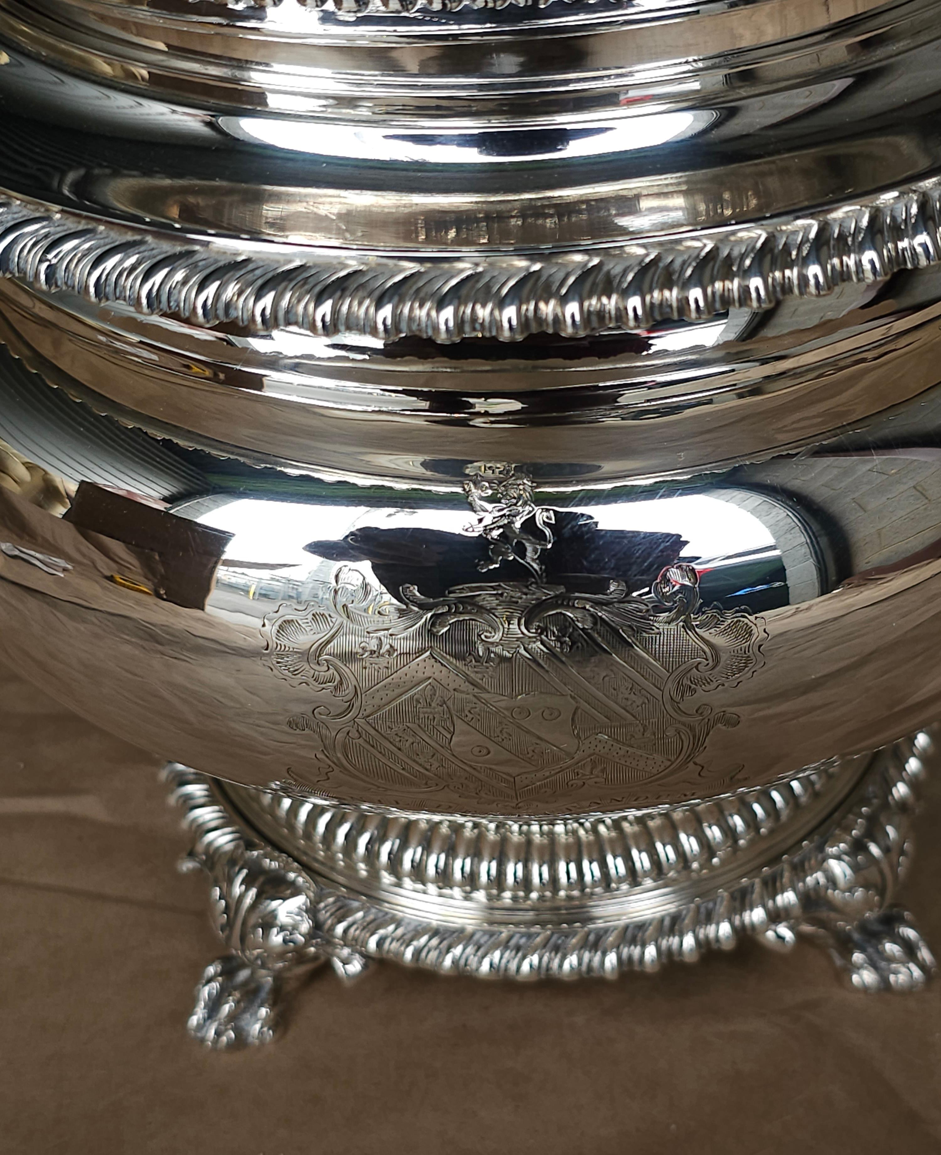 Paul Storr English Sterling Silver Covered Soup Tureen On Stand, London 1823 For Sale 8