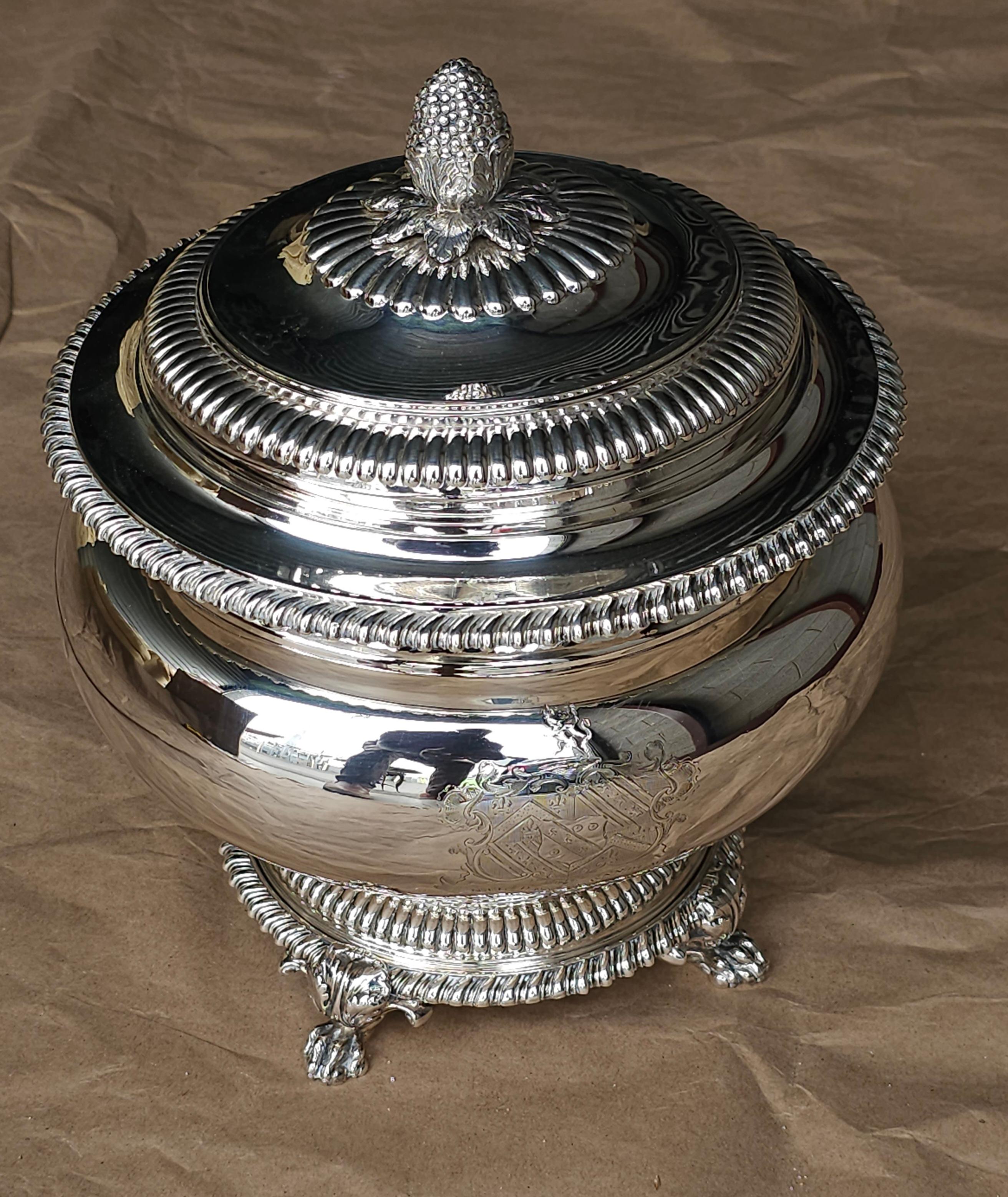 Paul Storr English Sterling Silver Covered Soup Tureen On Stand, London 1823 For Sale 10