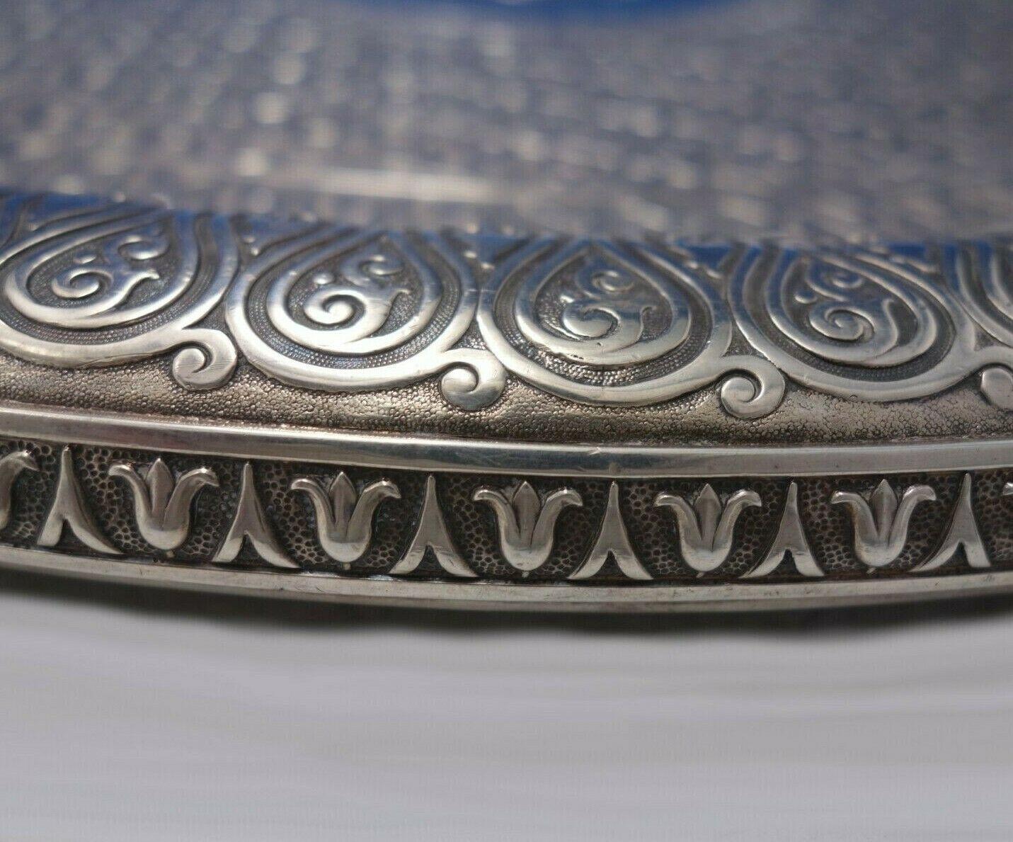 Paul Storr Bandeja victoriana inglesa de plata de ley cincelada 21