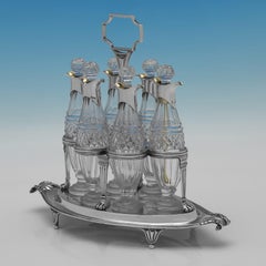 Paul Storr - sterling silver and cut glass cruet set made in 1799