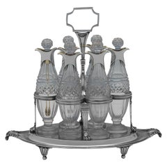 Paul Storr - sterling silver and cut glass cruet set made in 1799