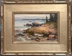 "Evening Calm" by Paul Strisik: Original Coastal Oil Painting Seascape w/ boats