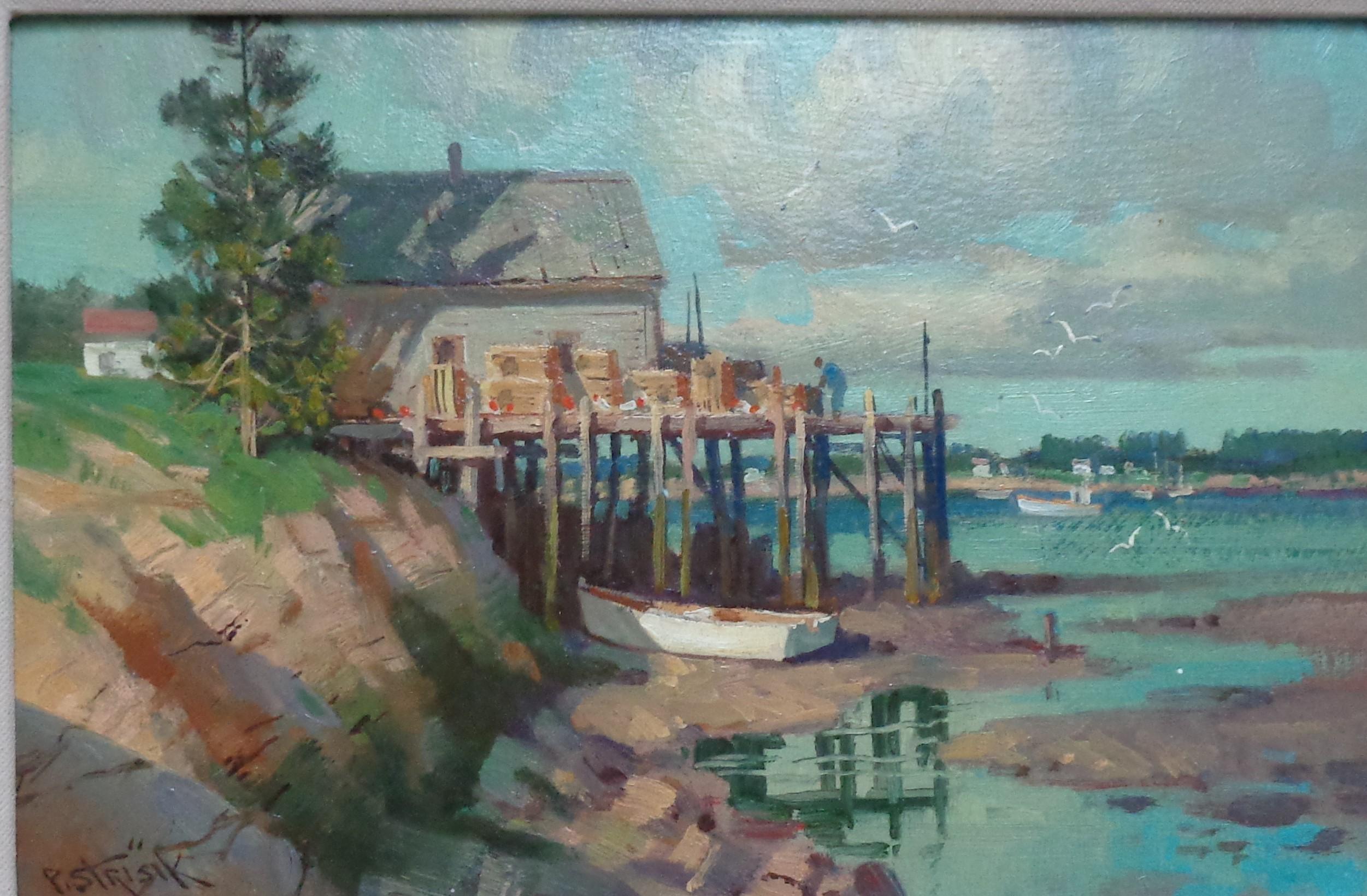   Paul Strisik Marine Painting American Impressionist National Academy Rockport For Sale 1