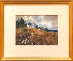 Paul Strisik Watercolor & Gouache “Morgans Meadow” Coastal New England Landscape