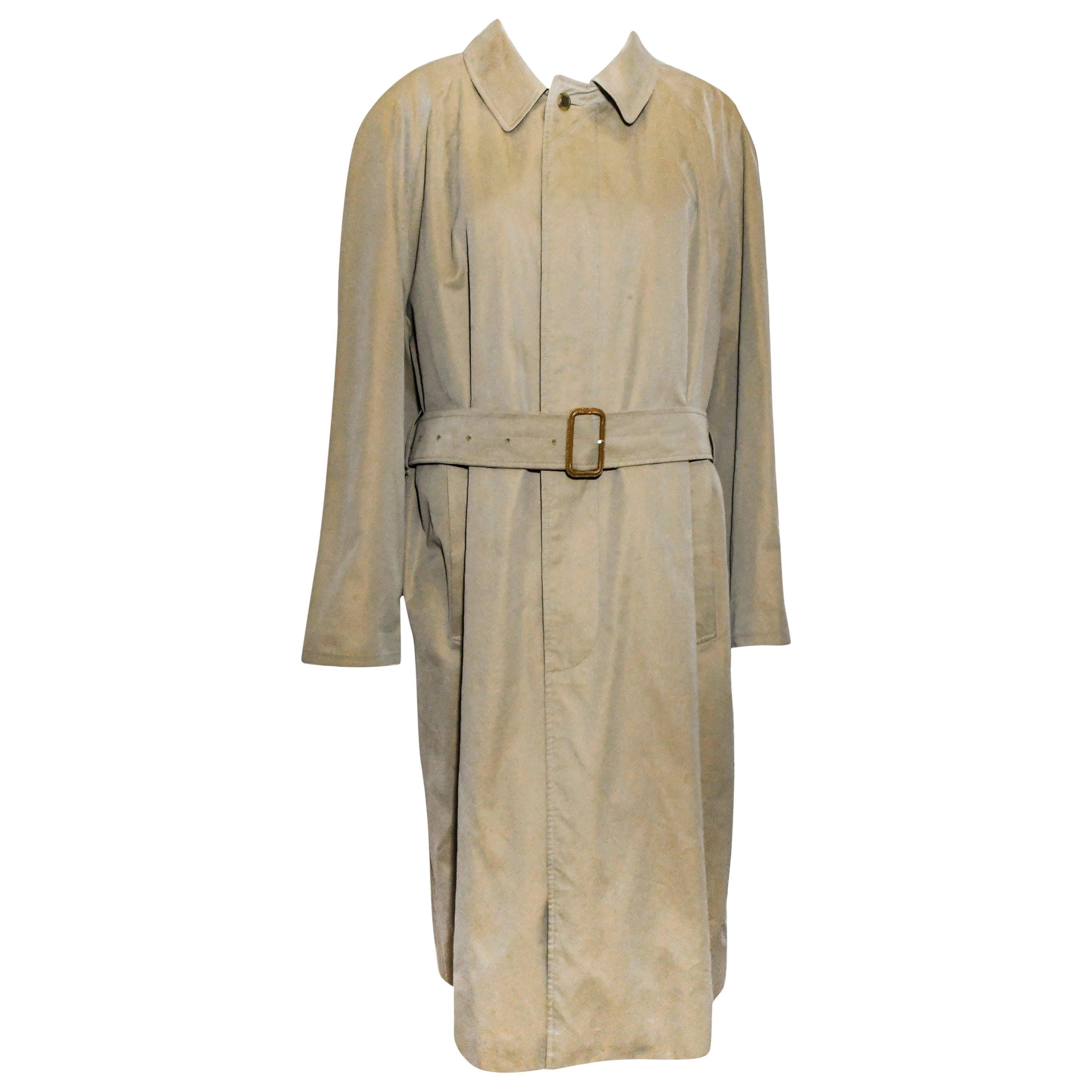 Paul Stuart Beige Belted Raincoat  For Sale