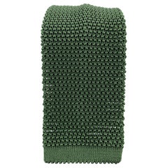 PAUL STUART Deep Olive Silk Textured Knit Tie