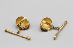 Paul Stuart Enamel Jockey CAP & Whip 18k Gold Equestrian Motif Cufflinks