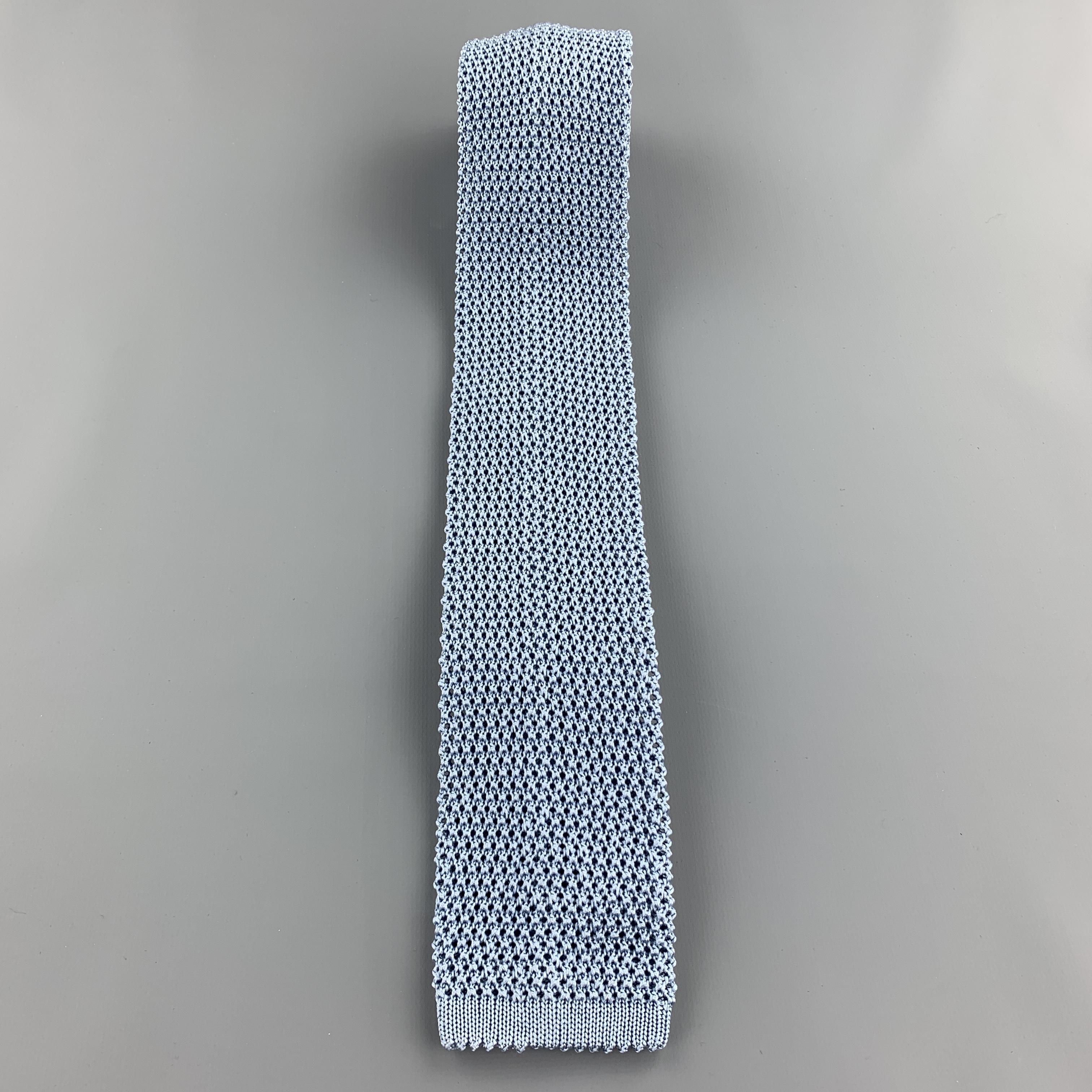 Gray PAUL STUART Light Blue Silk Textured Knit Tie