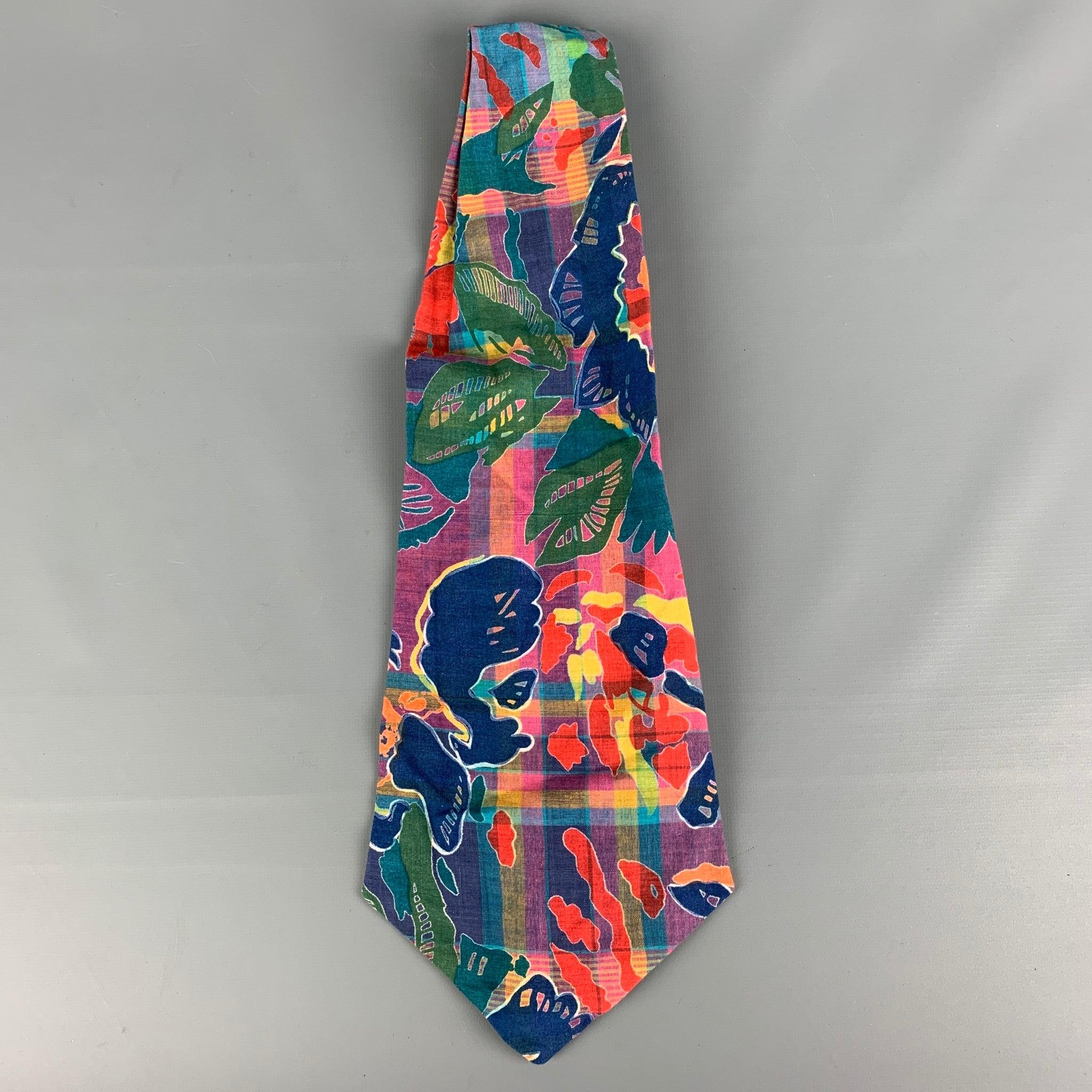PAUL STUART Multi-Color Abstract Cotton Tie In Good Condition For Sale In San Francisco, CA