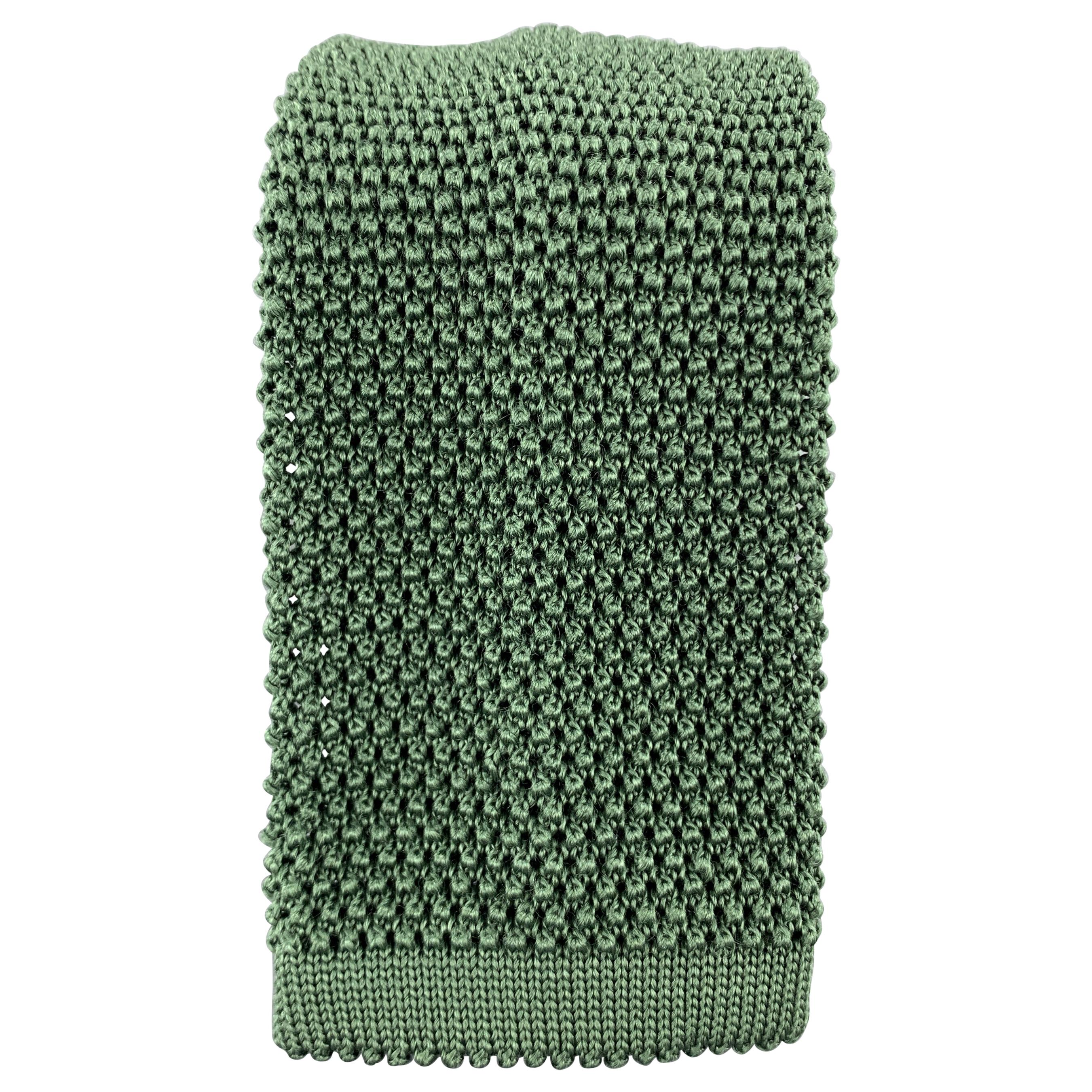 PAUL STUART Forest Green Silk Textured Knit Tie at 1stDibs