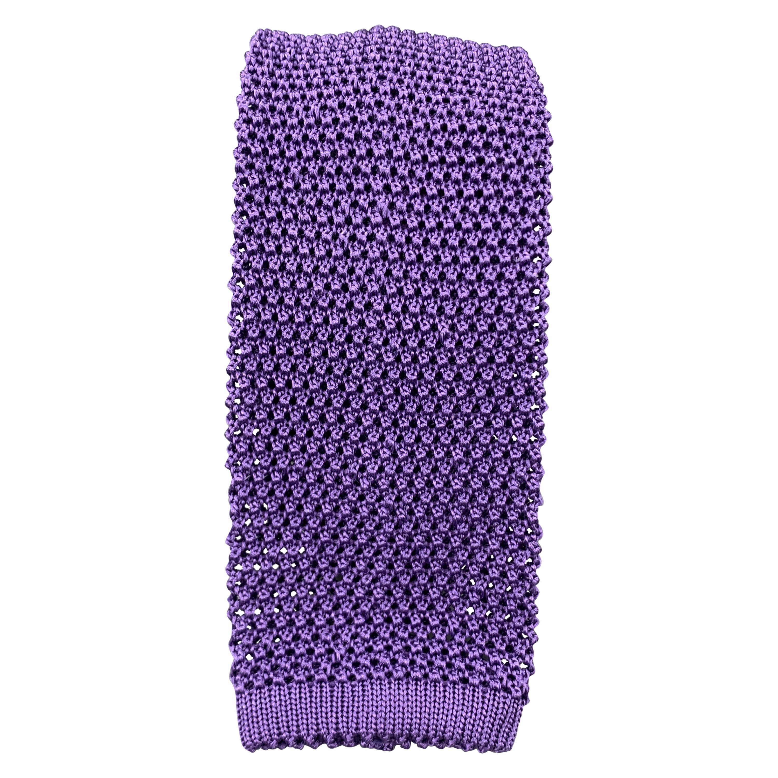PAUL STUART Purple Textured Silk Knit Tie
